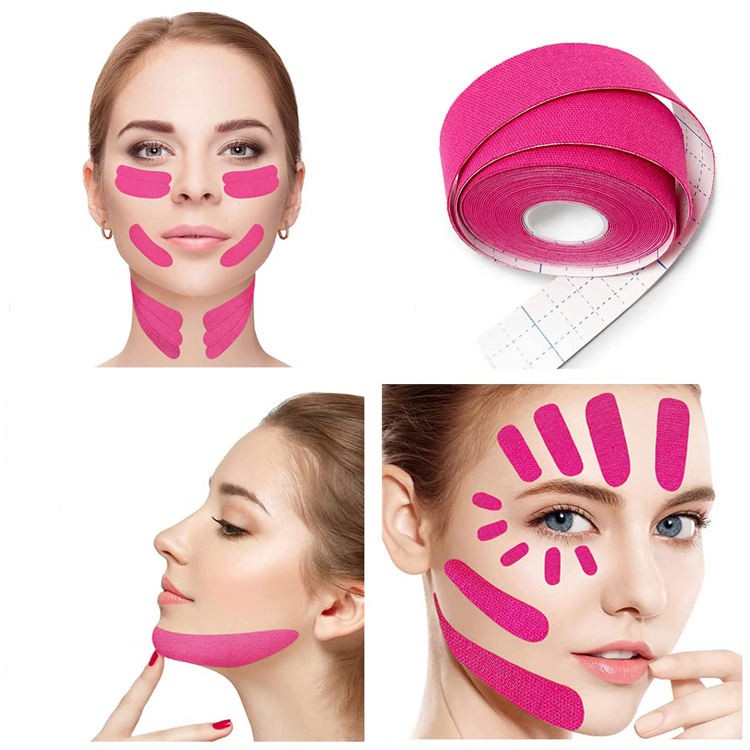 face taping with kinesiology type.. face taping with kinesiology type..